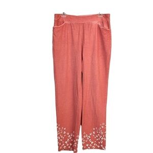 Weekend by Chico’s Melon Elastic Pants Size 1 M/8 Cheetah Pigment-Dye